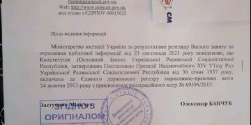Минюст: Конституция УССР 1937 внесена в реестр