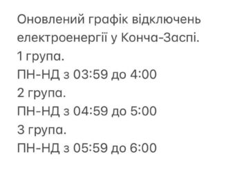 График отключения элетроэнергии в Конча-Заспе