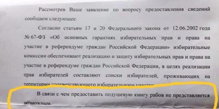 Изберком: нет подушевой книги